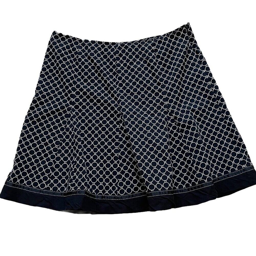 Robbie Bee Black & White A-Line Flare Skirt, Circle Print, Cotton, Size 18